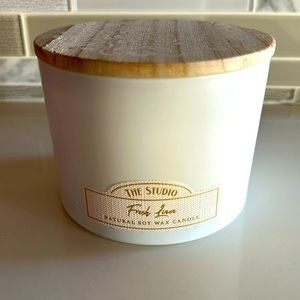 The Studio 12 oz Fresh Linen scented natural soy wax candle